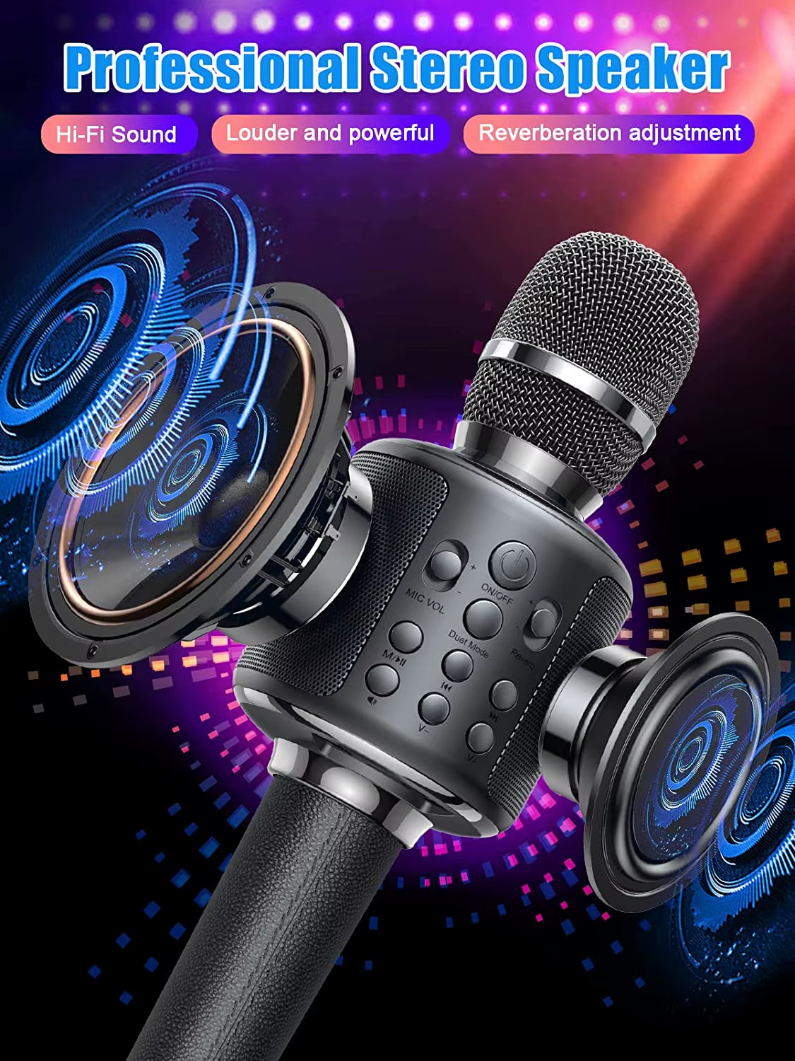 Karaoke Microphone Bluetooth Wireless Mic Portable Singing Machine with Duet Sing/Record/Play/Reverb Adult/Kid Gift for Home KTV